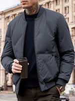 Warm Baseball Collar Zip Up Solid Fleece With Pockets Winter Jacket For Men | Ideal for Winter