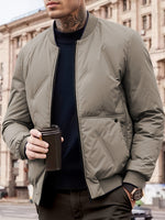 Warm Baseball Collar Zip Up Solid Fleece With Pockets Winter Jacket For Men | Ideal for Winter