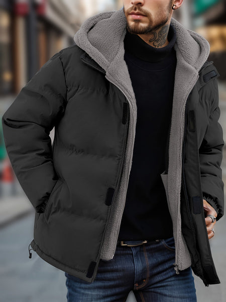 Warm Thick Hooded Non-Stretch Zipper Fake Two Pieces Winter Jacket for Men | Ideal for Winter