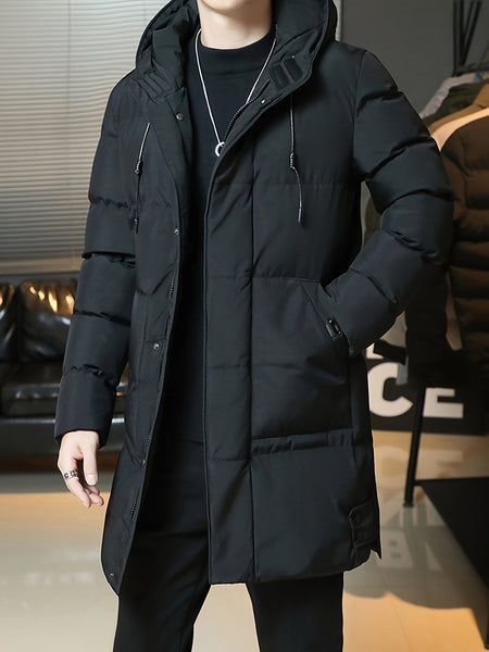 Warm Casual Hooded Long Winter Jacket for Men | Ideal for Winter
