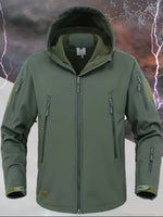 Tactical Hooded Outdoorjacket Windproof Waterproof With Secure Zip Pockets For Outdoor Activities For Men | Perfect for Outdoor Activities