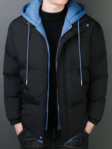 Casual Fake Two Piece Hooded Winter Jacket for Men | Perfect for Casual Days