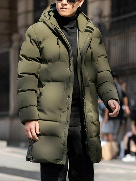 Warm Thick Long Hooded Puffer Winter Jacket for Men | Ideal for Winter