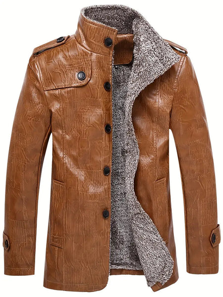 Warm Vegan Leather Jacket with Wool for Men | Perfect for Outdoor Activities
