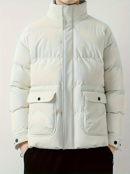 Warm Cotton Band Collar Zip Up Winter Jacket For Men | Ideal for Winter