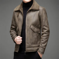 Stylish Vegan Leather Jacket With Fur Collar For Men | Ideal for Winter