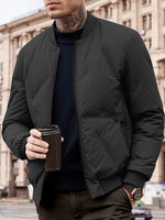 Warm Baseball Collar Zip Up Solid Fleece With Pockets Winter Jacket For Men | Ideal for Winter