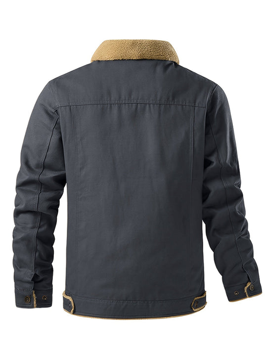 Warm Button Up Fleece Flap Pocket Winter Jacket for Men | Perfect for Outdoor Activities