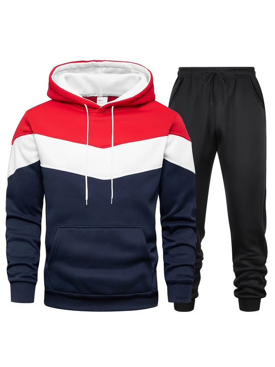 Men's Jacket & Joggers Casual Tracksuit Set with Drawstring and Pockets | Perfect for All Seasons