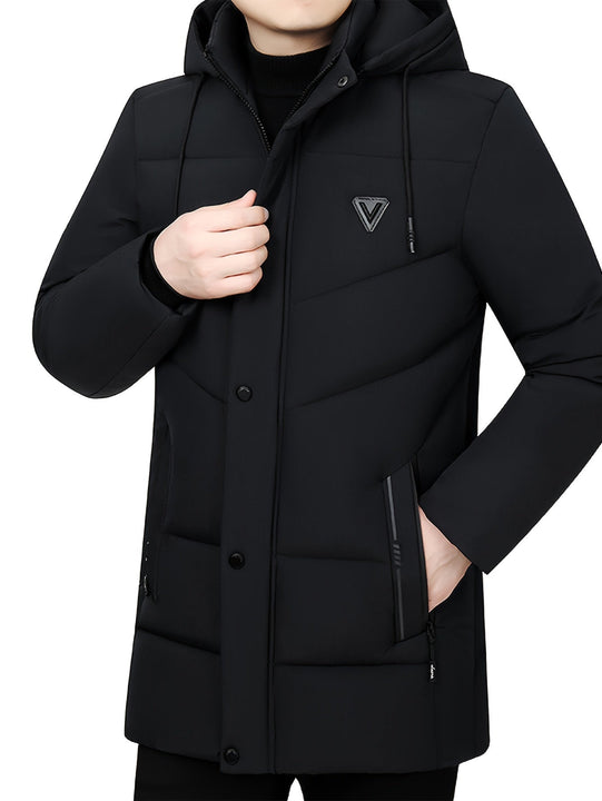 Warm Black Thick Hooded Winter Jacket With zipper For Men | Ideal for Winter