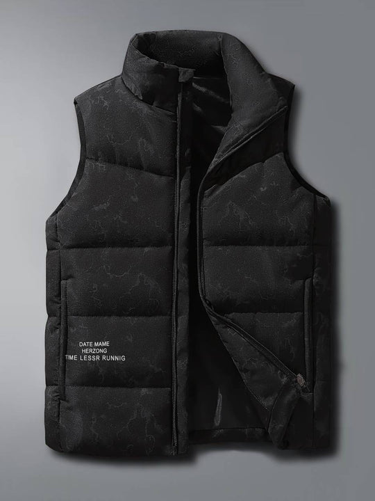 Men's Lightweight Black Puffer Jacket With Stand-Up Collar | Ideal for Winter