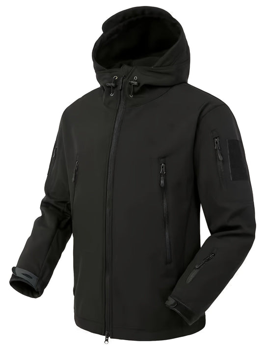 Tactical Hooded Outdoorjacket Windproof Waterproof With Secure Zip Pockets For Outdoor Activities For Men | Perfect for Outdoor Activities