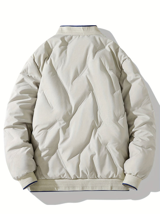 Warm Baseball Collar Zip Up Solid Fleece With Pockets Winter Jacket For Men | Ideal for Winter