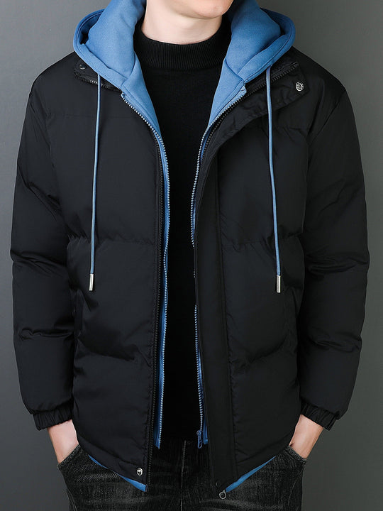 Casual Fake Two Piece Hooded Winter Jacket for Men | Perfect for Casual Days