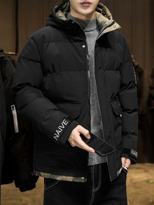 Stylish Camo Hooded Winter Jacket for Men | Perfect for Outdoor Activities