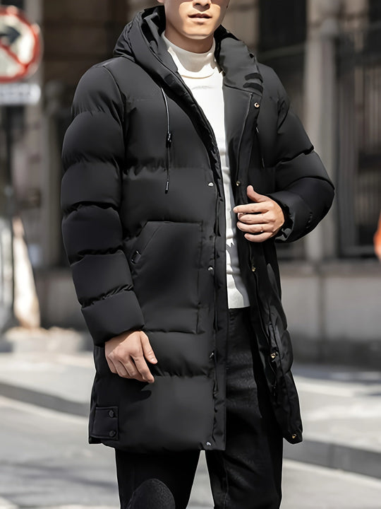 Warm Thick Long Hooded Puffer Winter Jacket for Men | Ideal for Winter