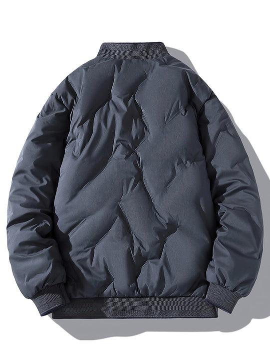 Warm Baseball Collar Zip Up Solid Fleece With Pockets Winter Jacket For Men | Ideal for Winter