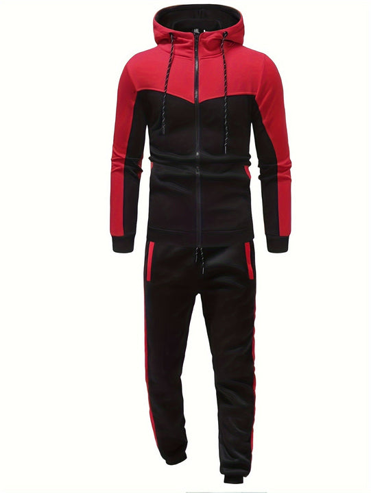 Men's Full Zip Casual Hooded Jacket & Joggers Tracksuit Set | Perfect for Casual Days