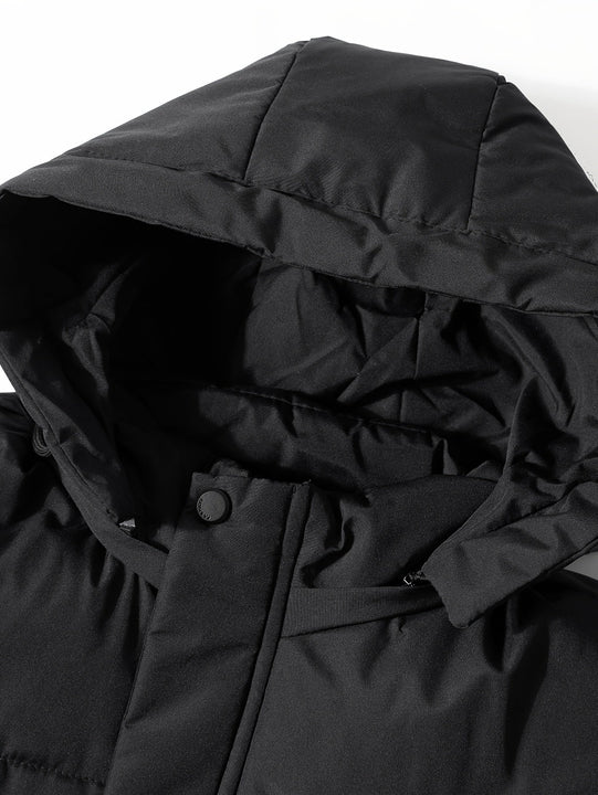 Warm Black Thick Hooded Winter Jacket With zipper For Men | Ideal for Winter