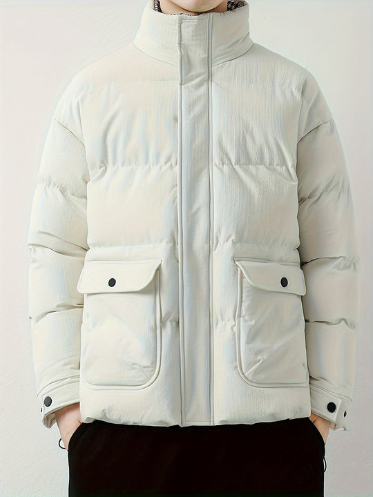 Warm Cotton Band Collar Zip Up Winter Jacket For Men | Ideal for Winter