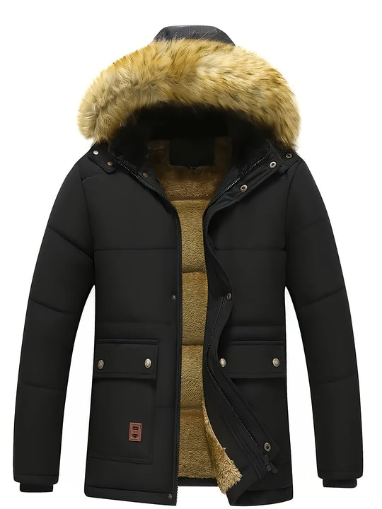 Casual Hooded Long Sleeve Zip-Up Padded Winter Jacket for Men | Ideal for Winter