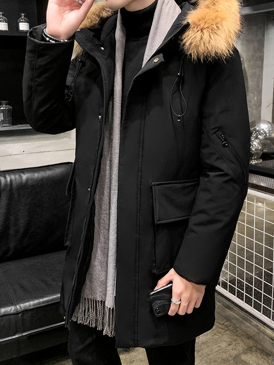 Stylish Mid-Length Hooded Winter Jacket for Men | Ideal for Winter