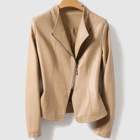 Elegant Leather Jacket with Zipper for Women | Ideal for Spring