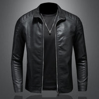 Elegant Vegan Leather Jacket with Pockets for Men | For Winter