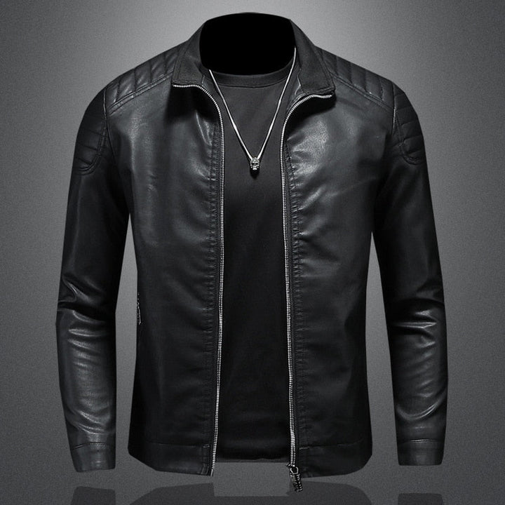 Elegant Vegan Leather Jacket with Pockets for Men | For Winter