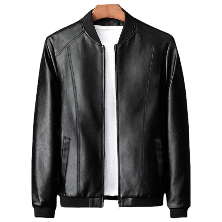 Men's Elegant Black Leather Jacket | Ideal for All Seasons
