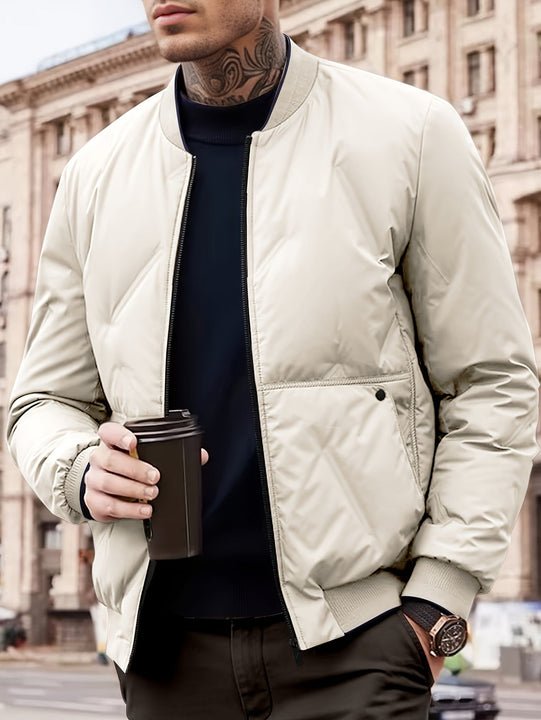 Warm Baseball Collar Zip Up Solid Fleece With Pockets Winter Jacket For Men | Ideal for Winter