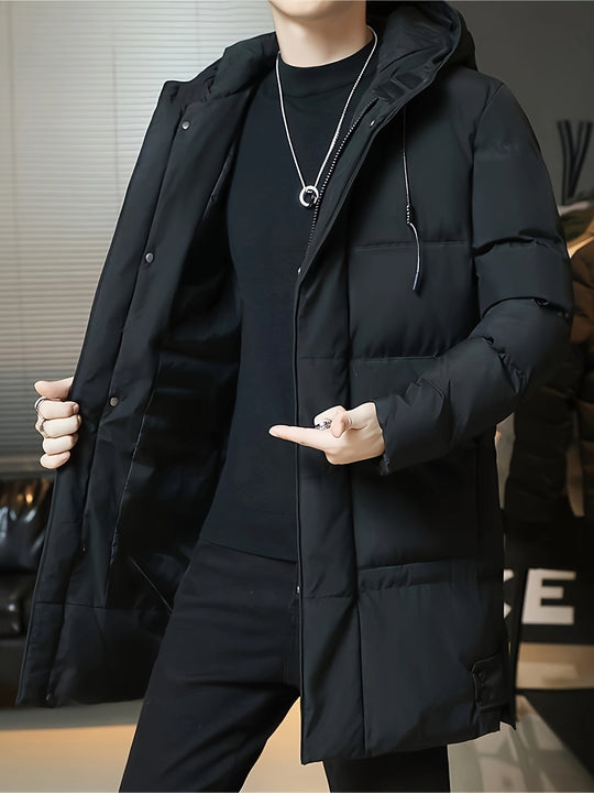 Warm Casual Hooded Long Winter Jacket for Men | Ideal for Winter