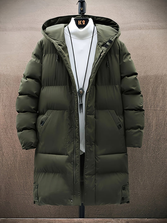 Warm Thick Long Hooded Puffer Winter Jacket for Men | Ideal for Winter