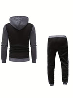 Men's Full Zip Casual Hooded Jacket & Joggers Tracksuit Set | Perfect for Casual Days