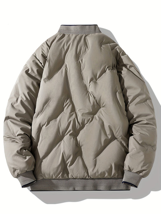 Warm Baseball Collar Zip Up Solid Fleece With Pockets Winter Jacket For Men | Ideal for Winter