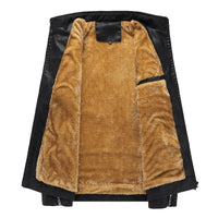 Men's Elegant Fleece Vegan Leather Jacket with Pockets | Ideal for Autumn/Winter