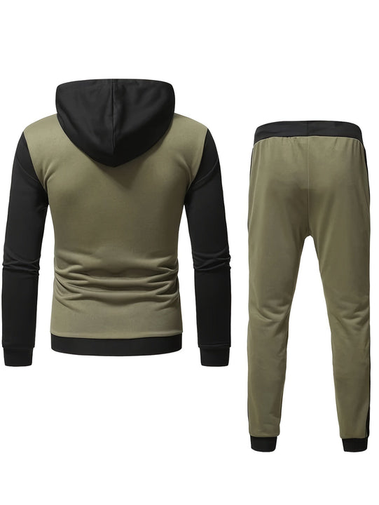 Men's Full Zip Casual Hooded Jacket & Joggers Tracksuit Set | Perfect for Casual Days