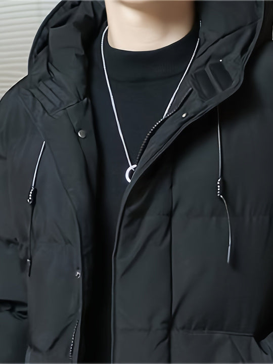 Warm Casual Hooded Long Winter Jacket for Men | Ideal for Winter