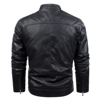 Men's Elegant Fleece Vegan Leather Jacket with Pockets | Ideal for Autumn/Winter