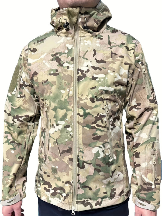 Tactical Hooded Outdoorjacket Windproof Waterproof With Secure Zip Pockets For Outdoor Activities For Men | Perfect for Outdoor Activities